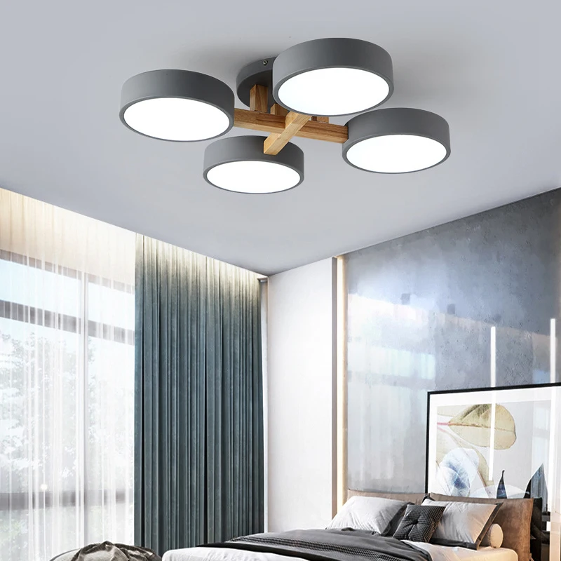 

Simple and modern LED living room ceiling lamp bed study dining home wooden interior lighting decoration chandelier