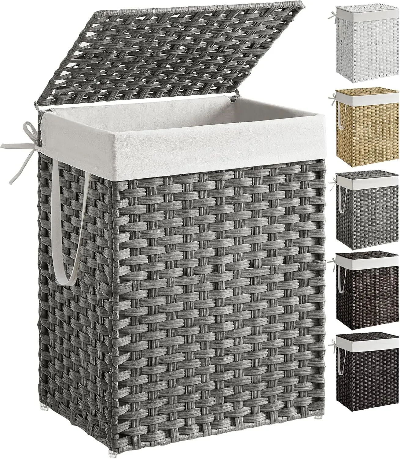 

Складная корзина для белья с крышкой, вместимостью 23,8 галлонов, съемным вкладышем и ручками для удобного хранения и транспортировки