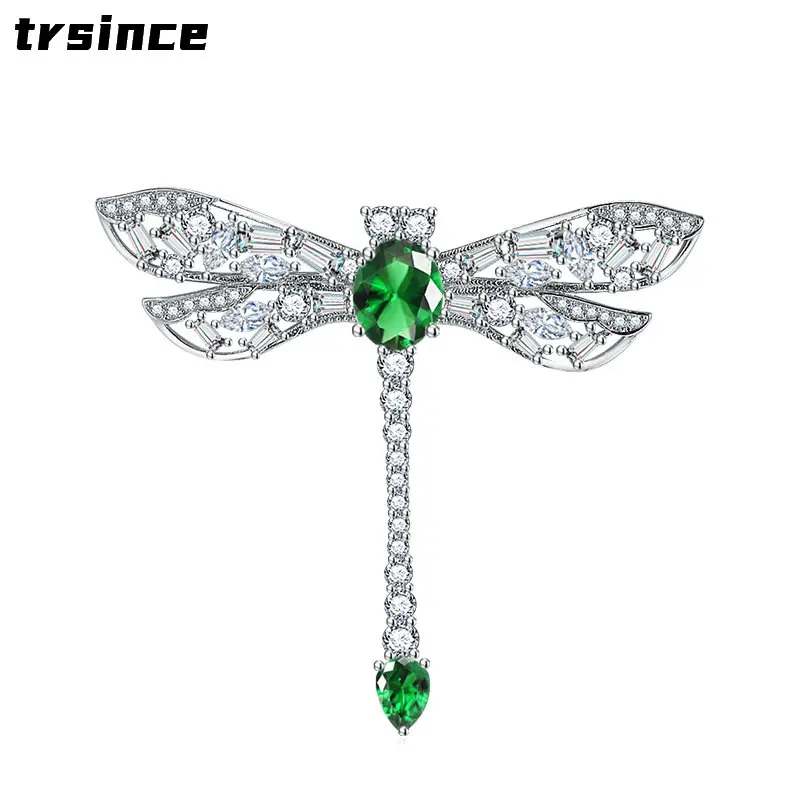 New Trendy Fashion Women Elegant Temperament Corsage Simple Color Zirconia Insect Pins Suit Coat Lapel Pin Dragonfly Brooches