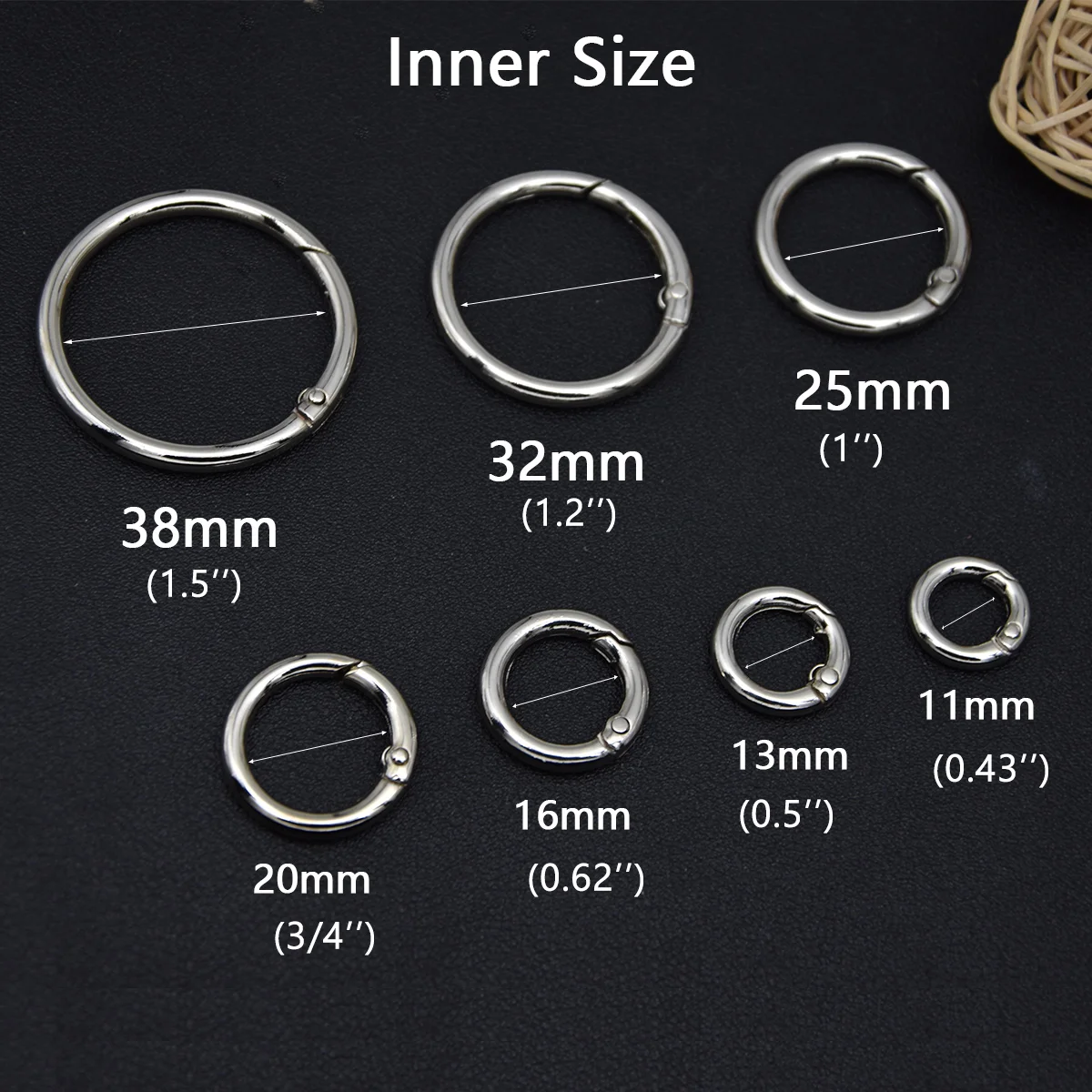 5pcs Metal O Ring Spring Clasps for DIY Jewelry Openable Round Carabiner Keychain Bag Clips