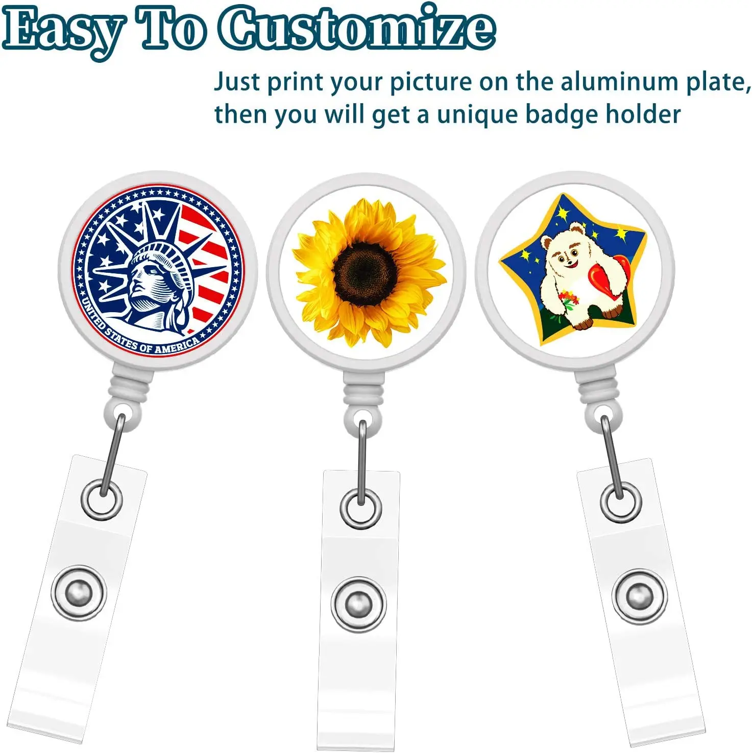 8 Pcs Sublimation Retractable Badge Tag Holder DIY ID Badge Holder With Clip For ID Card Holders, Keys, Name Tag