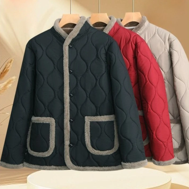 2026 Fashion Cotton-padded Jacket Women's Winter Three Layers Fleece Warm Coats Stand-up Collar Shoat Parkas Quilted Outerwear