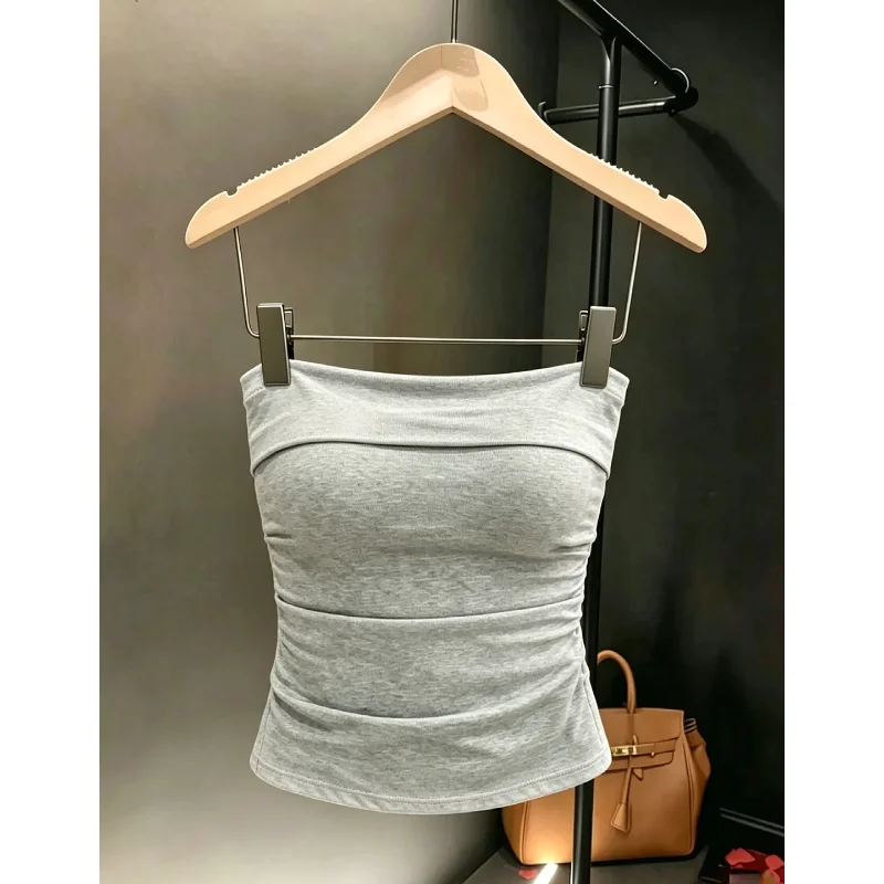 Sexy Backless Crop Top Women's Slim Fit Camisole Short Length Strategic Detailing Summer Fashion Back Design Polyester Fiber