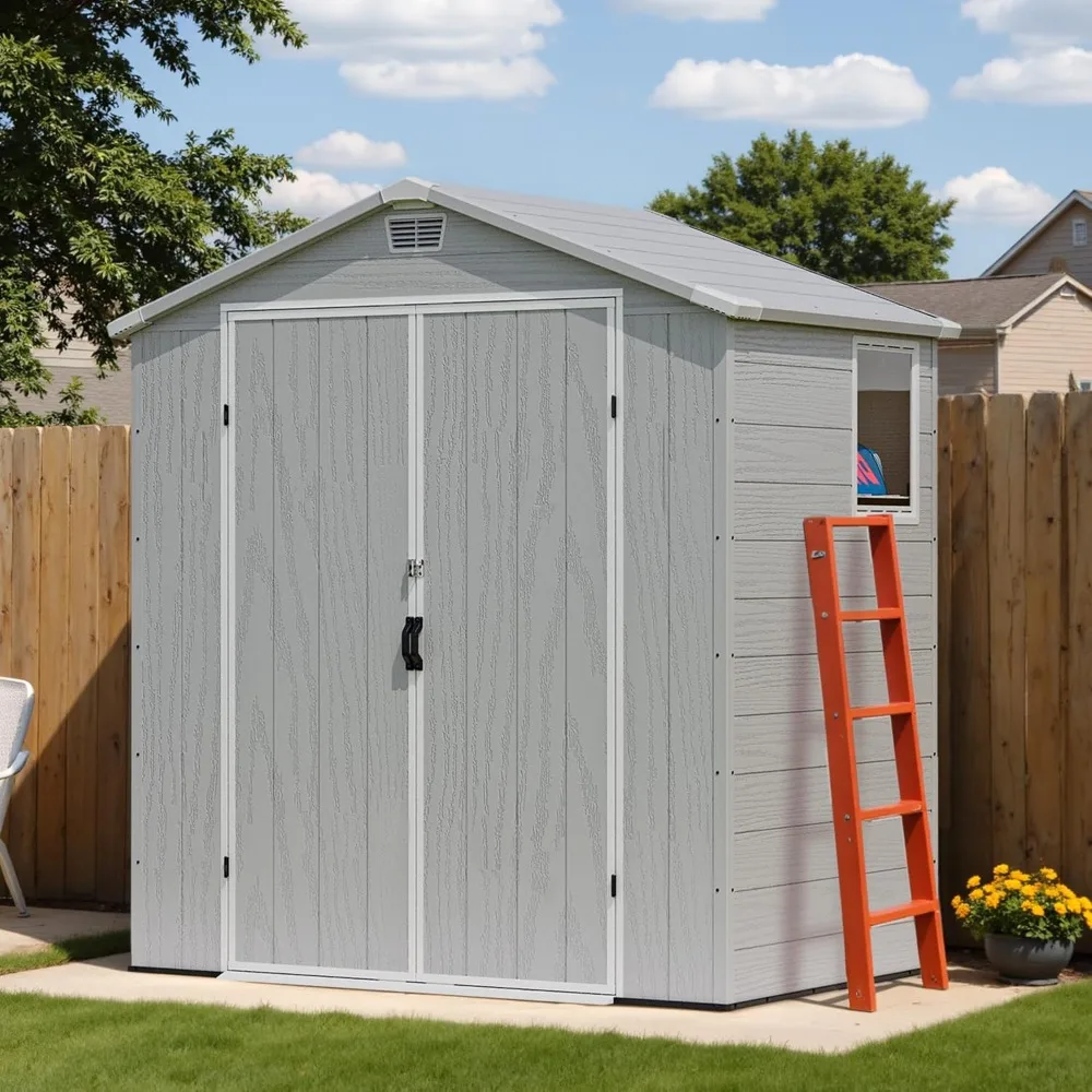

Plastic outdoor storage shed - Lockable resin tool shed with windows and flooring - Garden, backyard