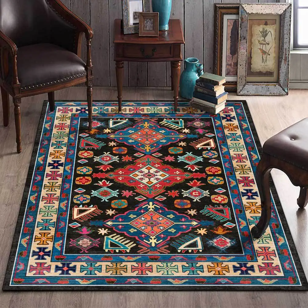 

Geometric Ethnic Style Carpets,Colorful Flower 3D Area Rug,Large Soft Flannel,Home Decor,Big Carpet,Kid Play,Anti-Slip Floor Mat