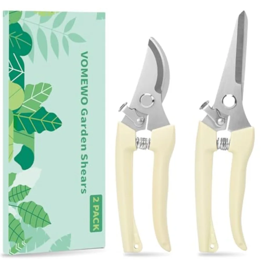 

Pruning Shears 2PACK Sharp Handheld Garden Shears Stainless Steel Gardening Scissors with Straight and Bypass Blade Garden Clip