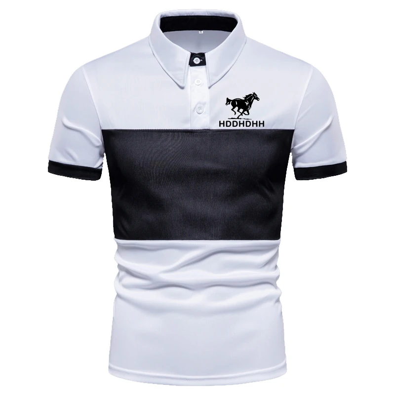 Brand new men\'s fashion casual short sleeve printed polo shirt