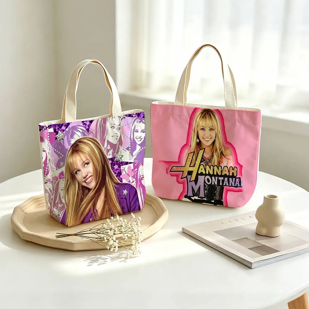 CUTE H-Hannah Montana   Printed Canvas Tote Bag Shoulder Bag Commuter Mommy Shopping Bag