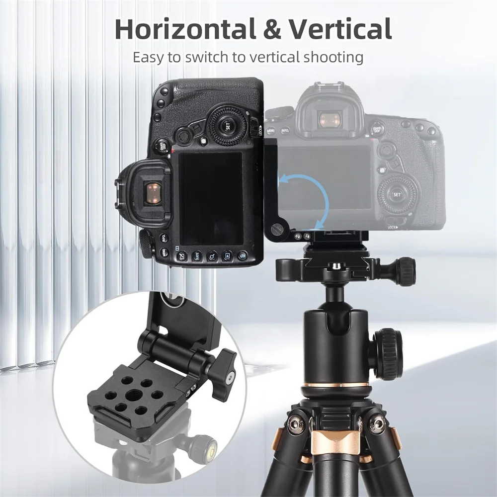 Upgrade Folding Camera L Bracket Vertical Horizontal Switching Quick Release Plate for Canon Nikon Sony DSLR Monopod Stabilizer