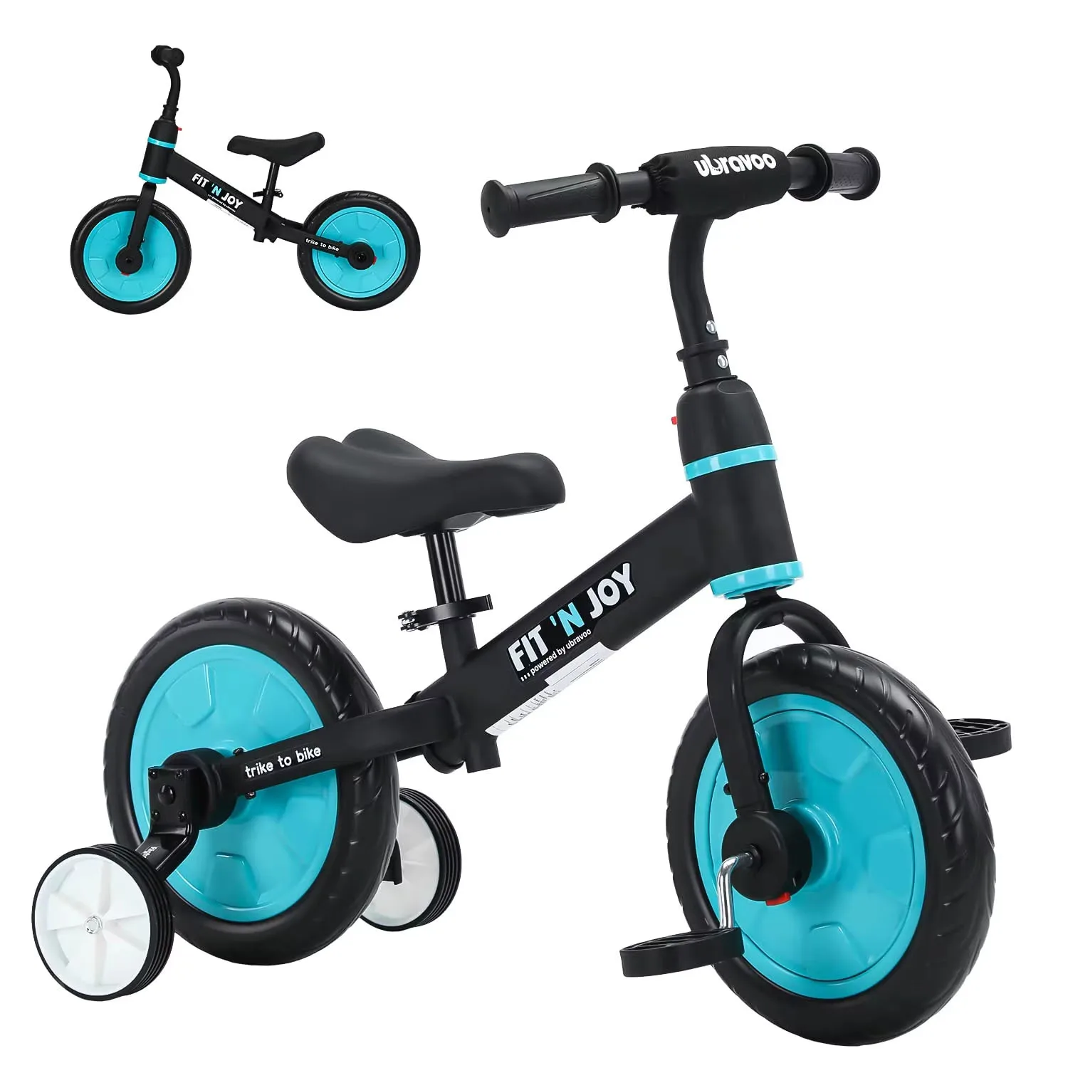 UBRAVOO Fit 'n Joy Vélo d'entraînement pour tout-petits débutants, 4 en 1 Draisienne Enfants avec des options de pédales et de roues d'entraînement, Trike to Bike Draisienne Evolutive pour Bébé pour Garçons Filles 2-5