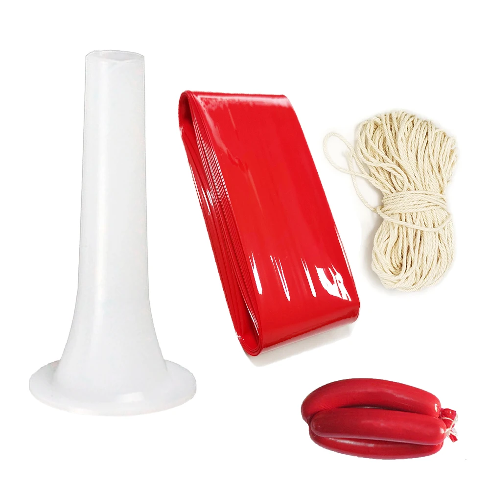 Width 50mm Red Plastic Sausage Casing Set Packing Film Rope Funnel Meat Kitchen Tools Accessories Sausage Maker Tools Set Kiit