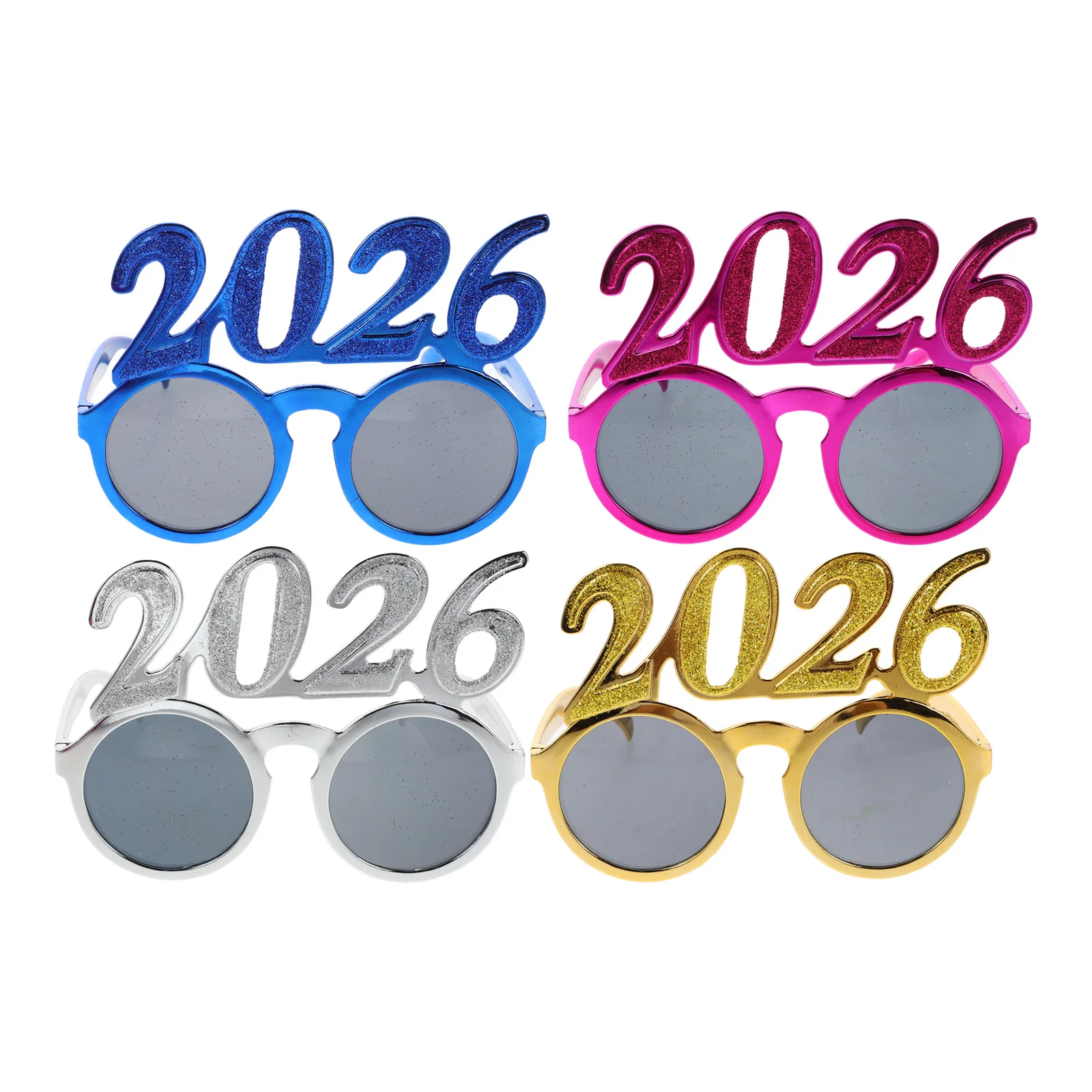 

4Pcs 2026 New Year Eyeglasses Glitter Number Party Props Graduation Photo Booth Supplies Sunglasses 2026 New Year Glasses