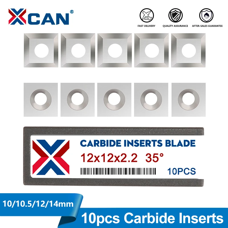

XCAN 10 шт. твердосплавные вставки 10/10,5/12/14 мм квадратные углы вставки лезвие для спирального/спирального строгального станка токарный станок по дереву токарный инструмент