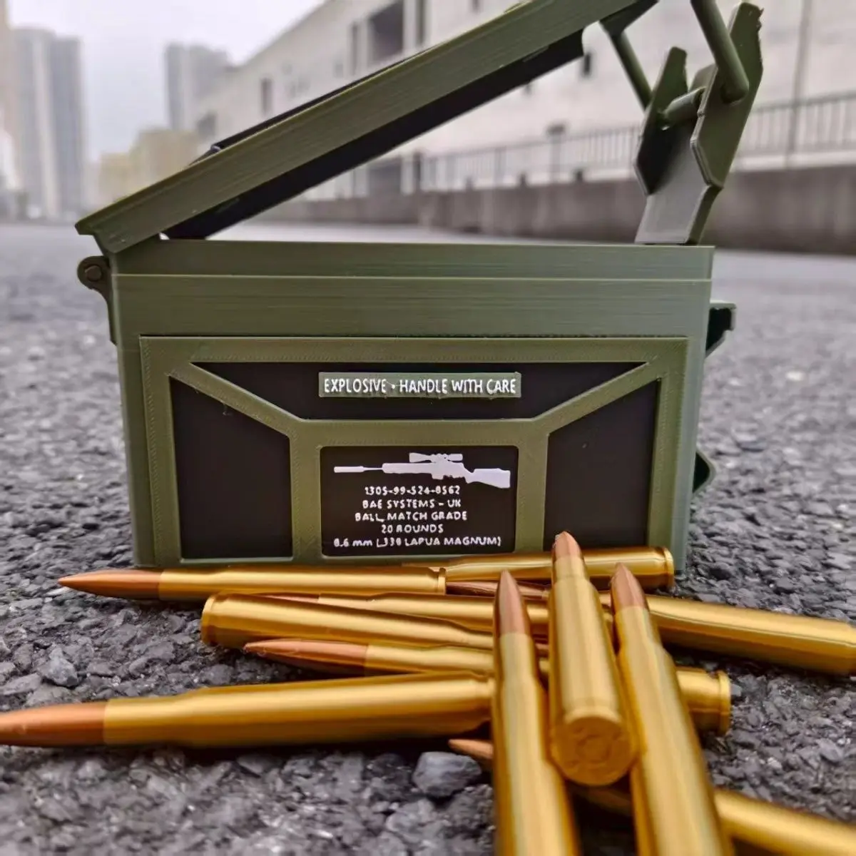 3D Printed AWM Sniper Rifle Round Model & Box, Plastic Military Collectible Display Toy Model