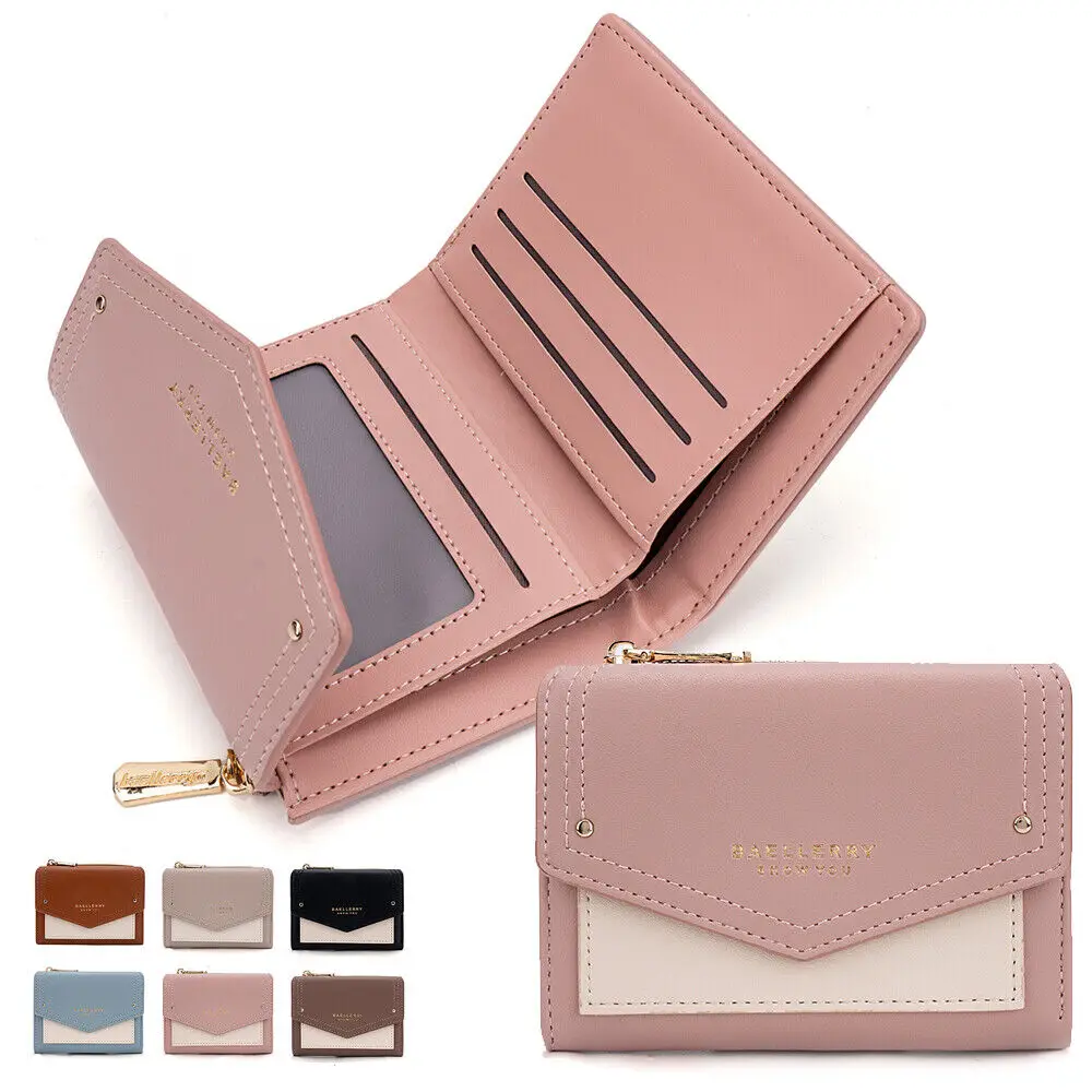 

New Women Wallet Short High Quality Zipper Hasp Coin Purse Multi-card Holders PU Leather Three Fold Wallets Mini Pocket