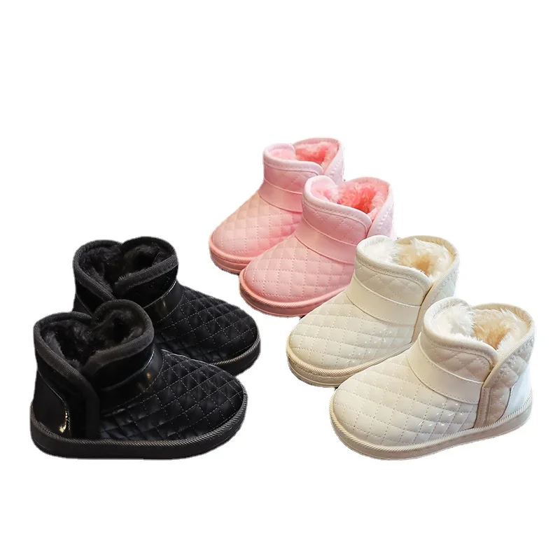 Winter Children Boots Fashion Solid Color Thicken Warm Kids Cotton Shoes Girls Snow Boots Non-slip Shoes Boys