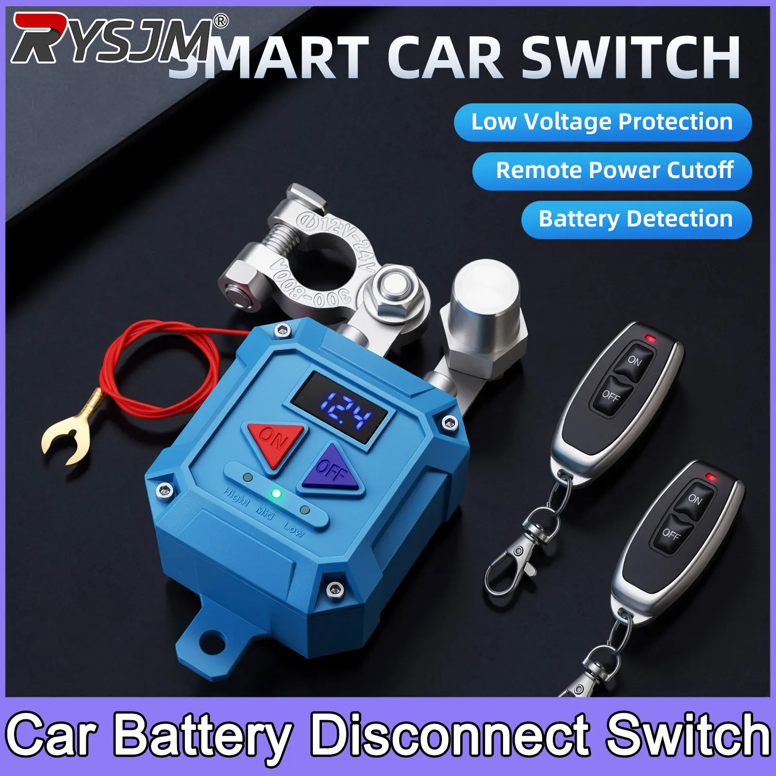 Auto-Batterietrennschalter 12V 24V 120A Fernbedienungs-Notausschalter mit LED-Spannungsanzeige für Auto, LKW, Wohnmobil, ATV, Boot, Marine