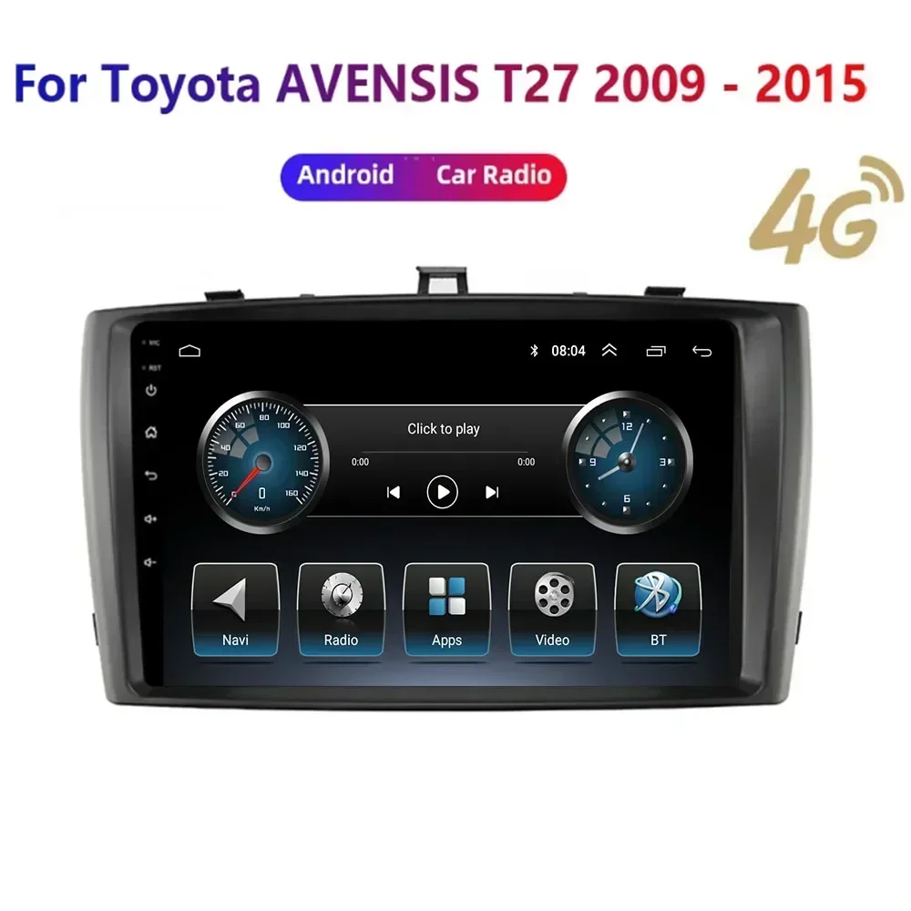 2 Din Android 13 Car Stereo Radio DVD GPS Multimedia Video Player 5G WiFi Camera DSP Carplay For Toyota Avensis black 2008-2015