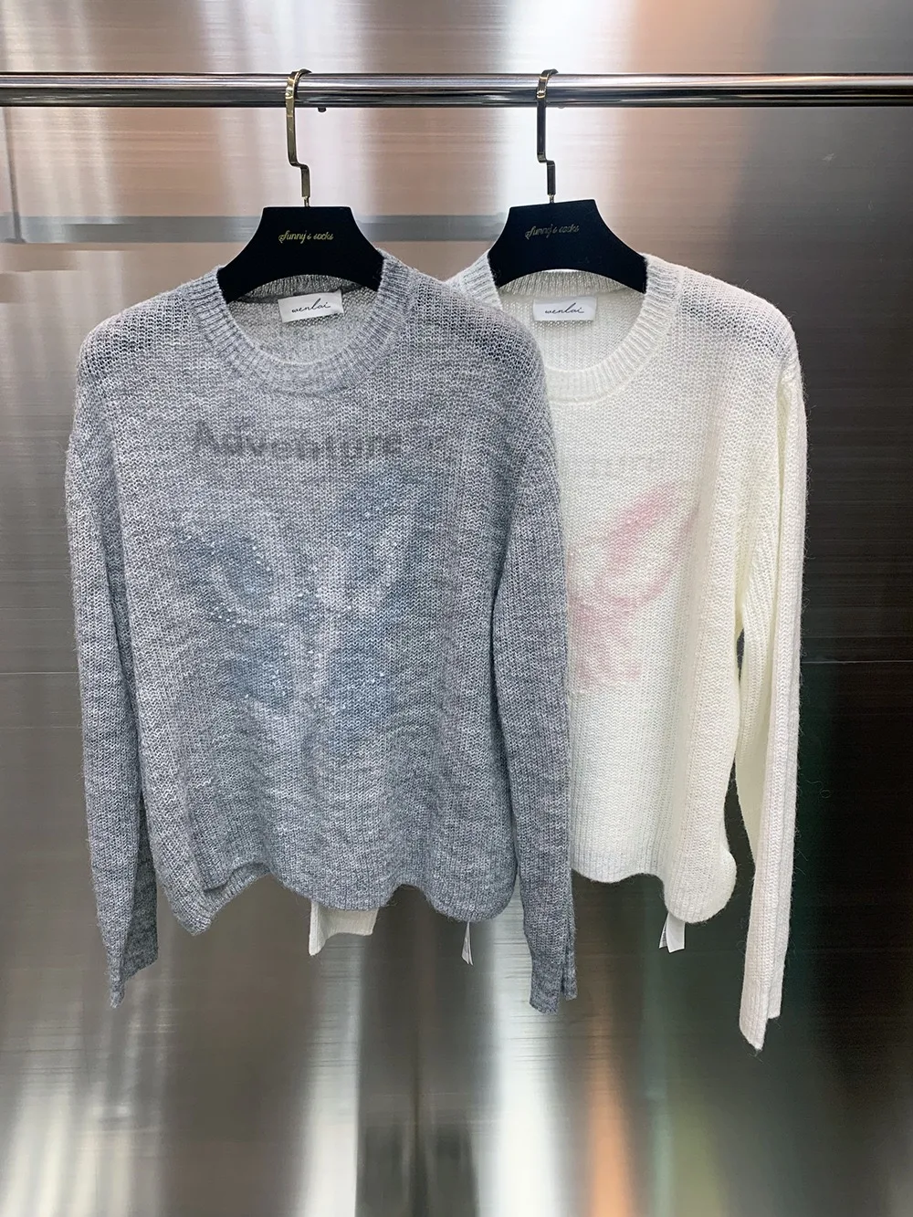 

Autumn Winter Soft Cozy Long Sve Knitted Sweater Thin Lazy Small Size Women's Faion Commute Sle round Ne Print Top