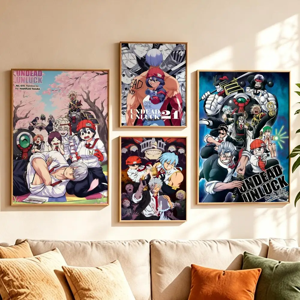 Póster de anime U-Undead Unluck, calcomanías artísticas estéticas para pared, pegatinas autoadhesivas impermeables para decoración de pared de cafetería, pub, hotel