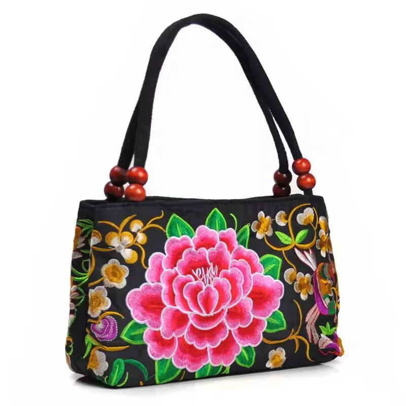 New Fashion Embroidery Women Small handbags National Floral Embroidered Lady Top-handle bags Single-layer Beading Carrier