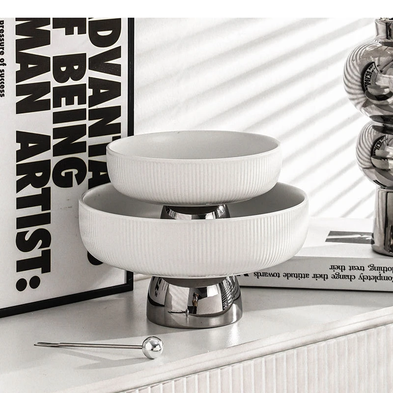 

Высокая тарелка с фруктами, керамическая тарелка для гостиной, украшение стола, десертный торт, бытовая кухонная посуда