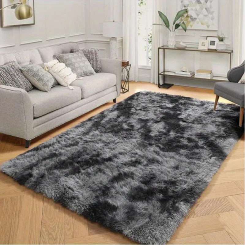 VIKAMA Minimalist Ombré Shag Rug: Comfortable and Sound-Absorbing Living Room Sofa Mat, Bedroom Bedside Rug, Home Decor view 2