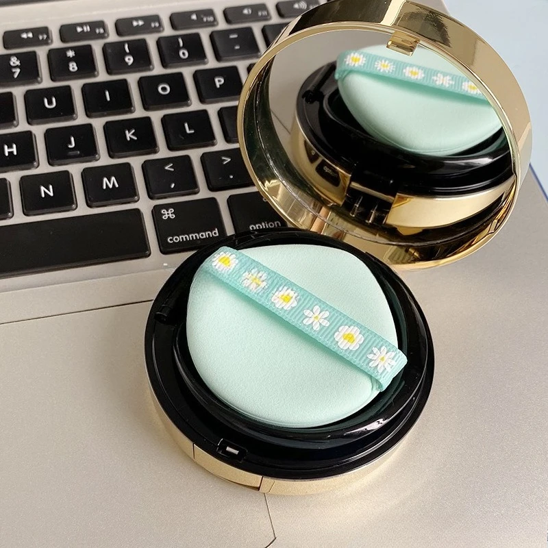 Threaded Flowers Green Ribbon  Air Cushions Cosmeti Puff Powder Puffs Sets Do Not Eat Powder Beauty Makeup Tools Women Wholesale