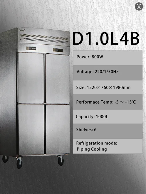 Four-door Commercial Refrigerator Dual Temperature Refrigeration And Freezing Vertical Fresh-keeping Kitchen Four-door Freezer