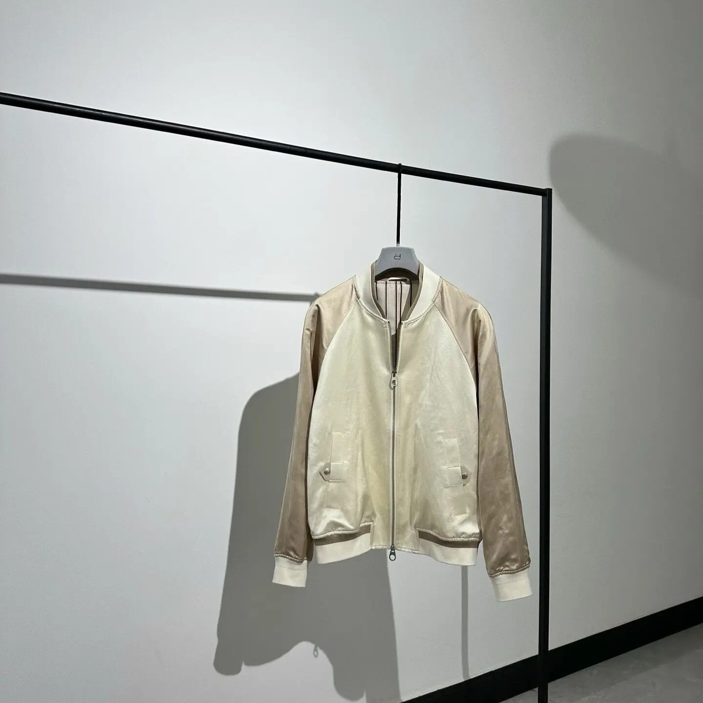 New Old Money Rice Apricot Linen Baseball Collar Jacket