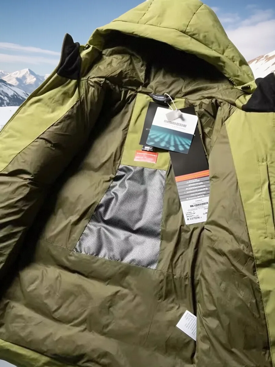 

aphene Winter Jaet Men's Outdoor Windproof Warmth Du down Coat Hooded Youth Faion Thiened Modern Sle Zipper Closure