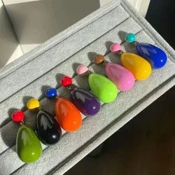 Colored enamel waterdrop dangle earrings for women colorful long earrings summer beach holiday dopamine jewelry