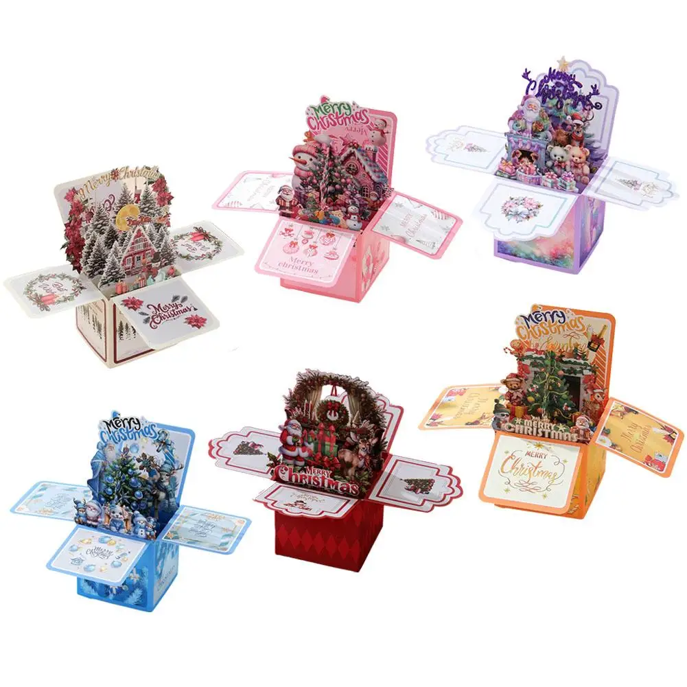 عيد الميلاد مكتوبة بخط اليد 3D مربع حتى عيد ميلاد سعيد بطاقة التمنيات السنة الجديدة بطاقة بريدية لوازم عطلة R6J5 #5