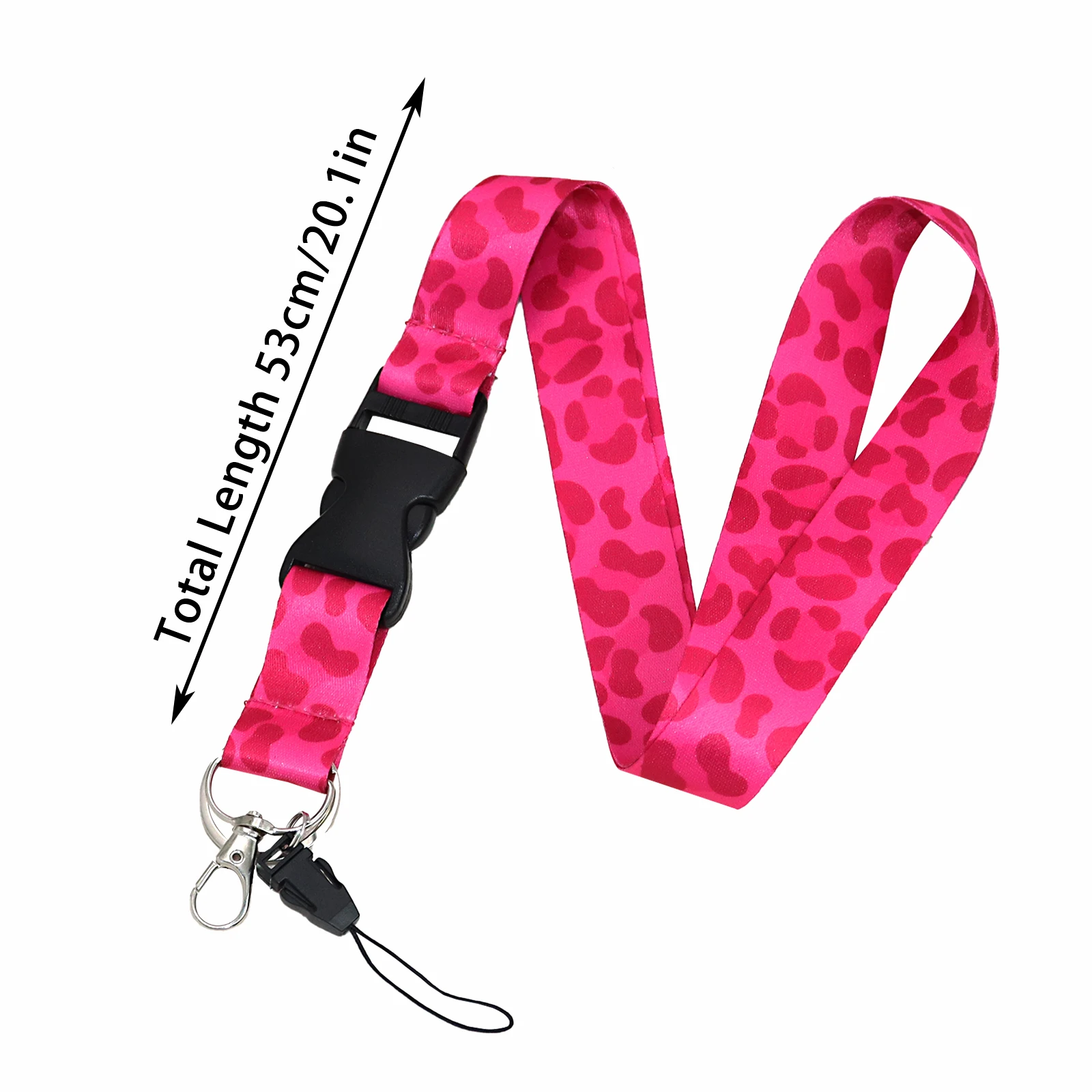 Mobile Phone Lanyard Fashion Pink Leopard  Neck Strap Keychain Teacher Lanyard for ID Card Holder Keys Keychain Keyring Gift