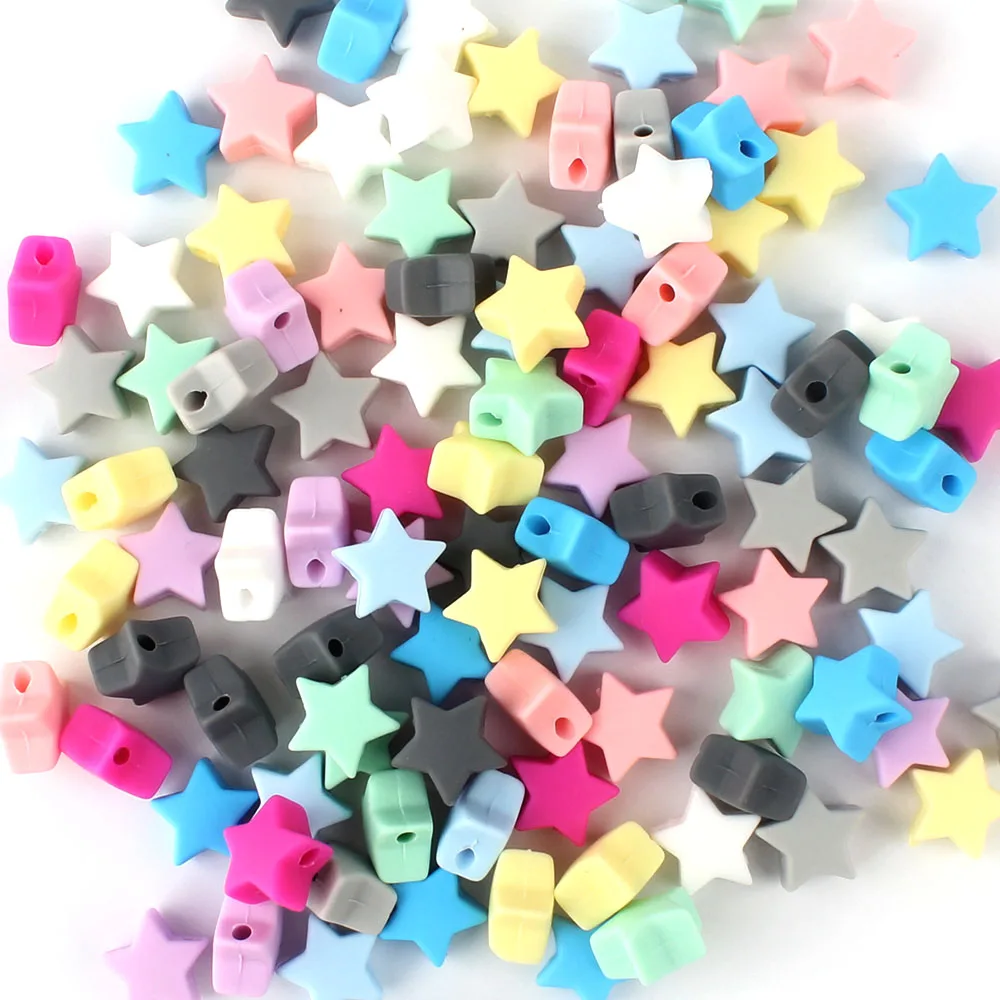 10/20pcs Heart Star Silicone Beads Colourful Cartoon Focal Beads DIY Bracelets Necklace Accessories For Jewelry Making