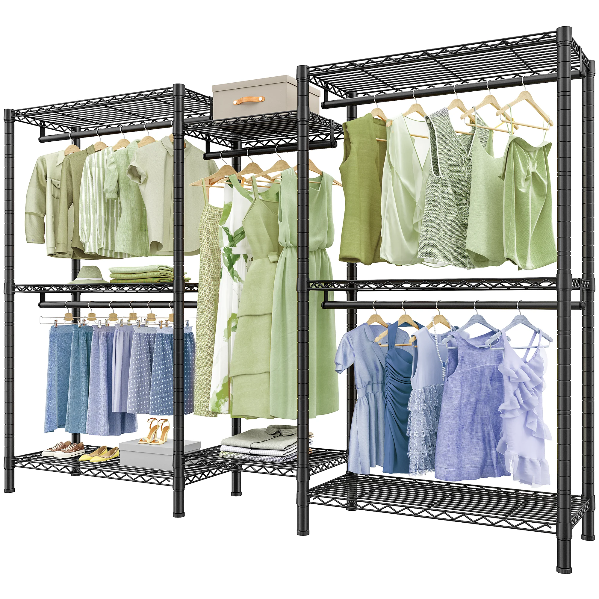 Clothes Rack Heavy Duty Clothing Rack Load 835LBS Clothing Racks for Hanging Clothes Rack Metal Garment Rack Heavy Duty Clothes Rack Free Standing Wardrobe Closet, 77.1