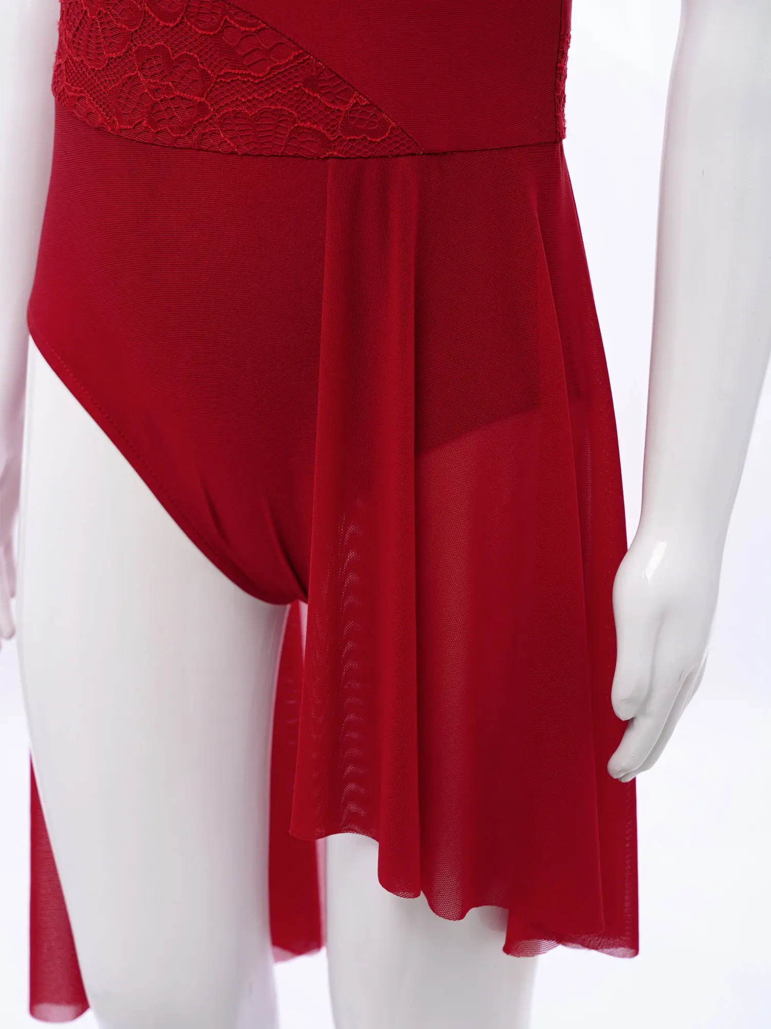 Kids Girls Lyrical Modern Dance Dress Performance Sleeveless Mesh Split Leotard Ballet Gymnastics Figure Skating Dress Costumes