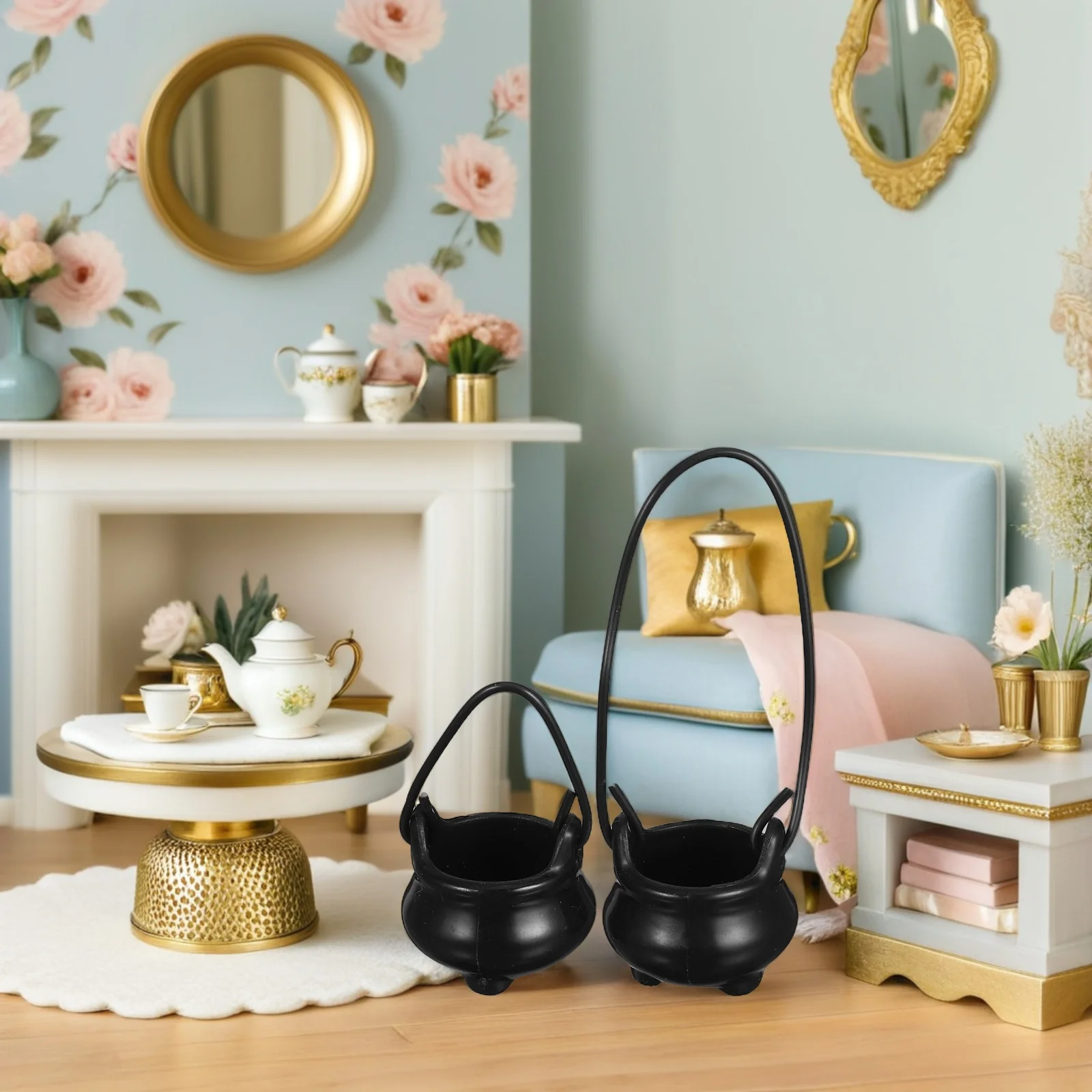 

12 шт. мини-котел, прочные пластиковые горшки ведьмы на Хэллоуин для жуткого декора, сувениры для вечеринок, аксессуары для сказочного сада