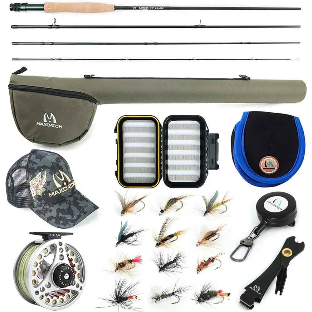 Extreme Fly Fishing Combo Kit 3/5/6/8 Weight, Starter Fly Rod and Reel Outfit, with a Protective Travel Case