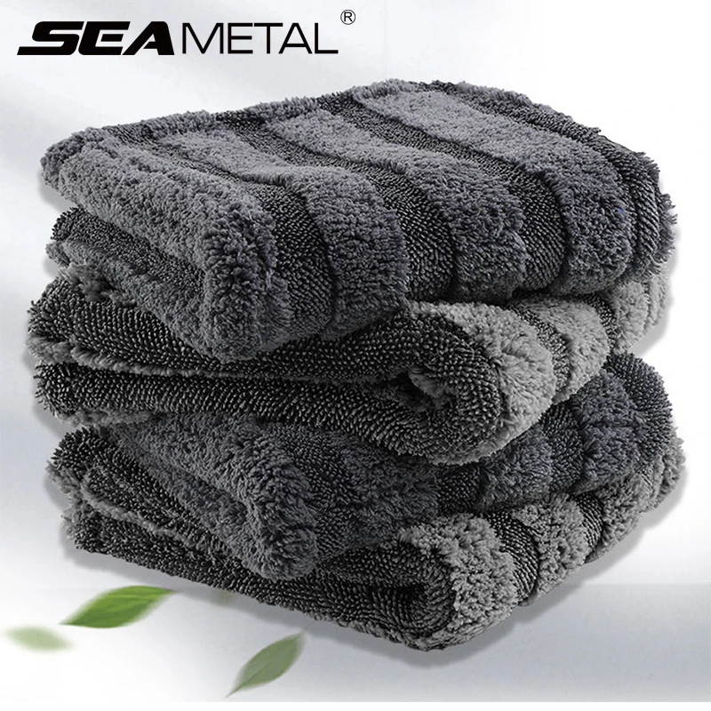 SEAMETAL 1200GSM Thickened Soft Car Wash Microfiber Towel Coral Fleece Car Cleaning Drying Cloth Detailing Rag Car Wash Towel