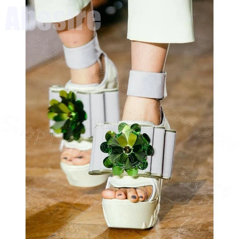 Sequins Flower Bow Knot Platform Sandals Hook and Loop Fastener Women Shoes Wedges Heel Open Toe Party 2024 Zapatos Para Mujere