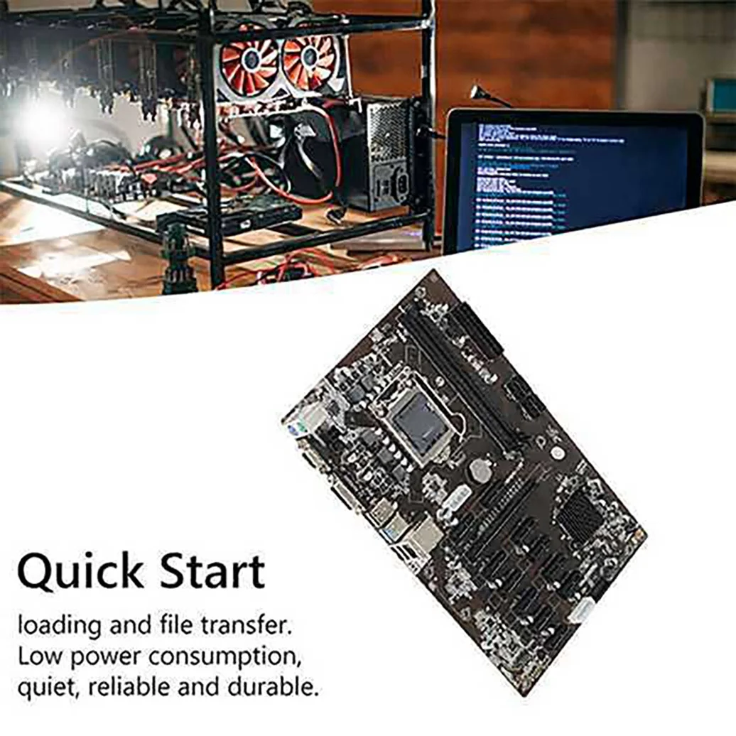 Imagem -03 - Btc Motherboard Mineração com Cabo de Alimentação Gráfica Cabo de Alimentação 24pin Slot 12 Pci-e Lga1151 Ram Ddr4 B250b