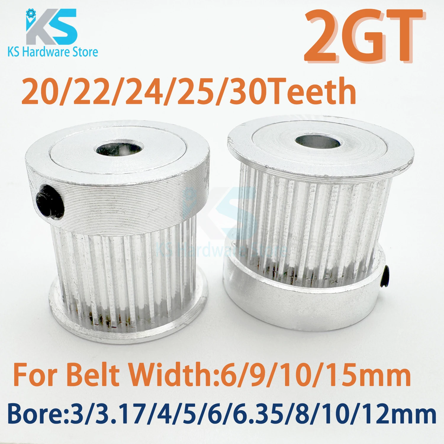 GT2 Timing pulley 20/22/24/25/30 teeth Bore=3 4 5 6 8 10 12mm belt width 6/9/10/15mm 2GT 20T 25T 30T Synchronous Timing Pulley
