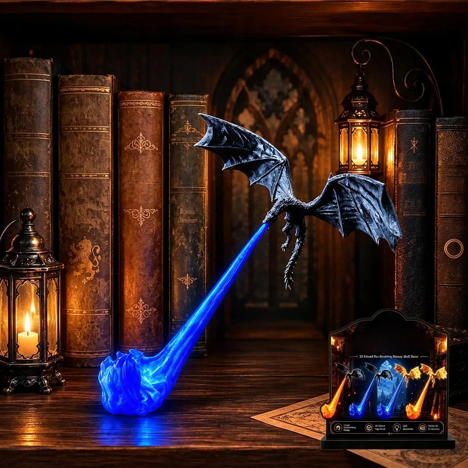 Unique 3D Printed Flying Dragon Bookshelf Nook Light Library Lantern Decor Dragon Bookshelf Nook Light for Home Decoration