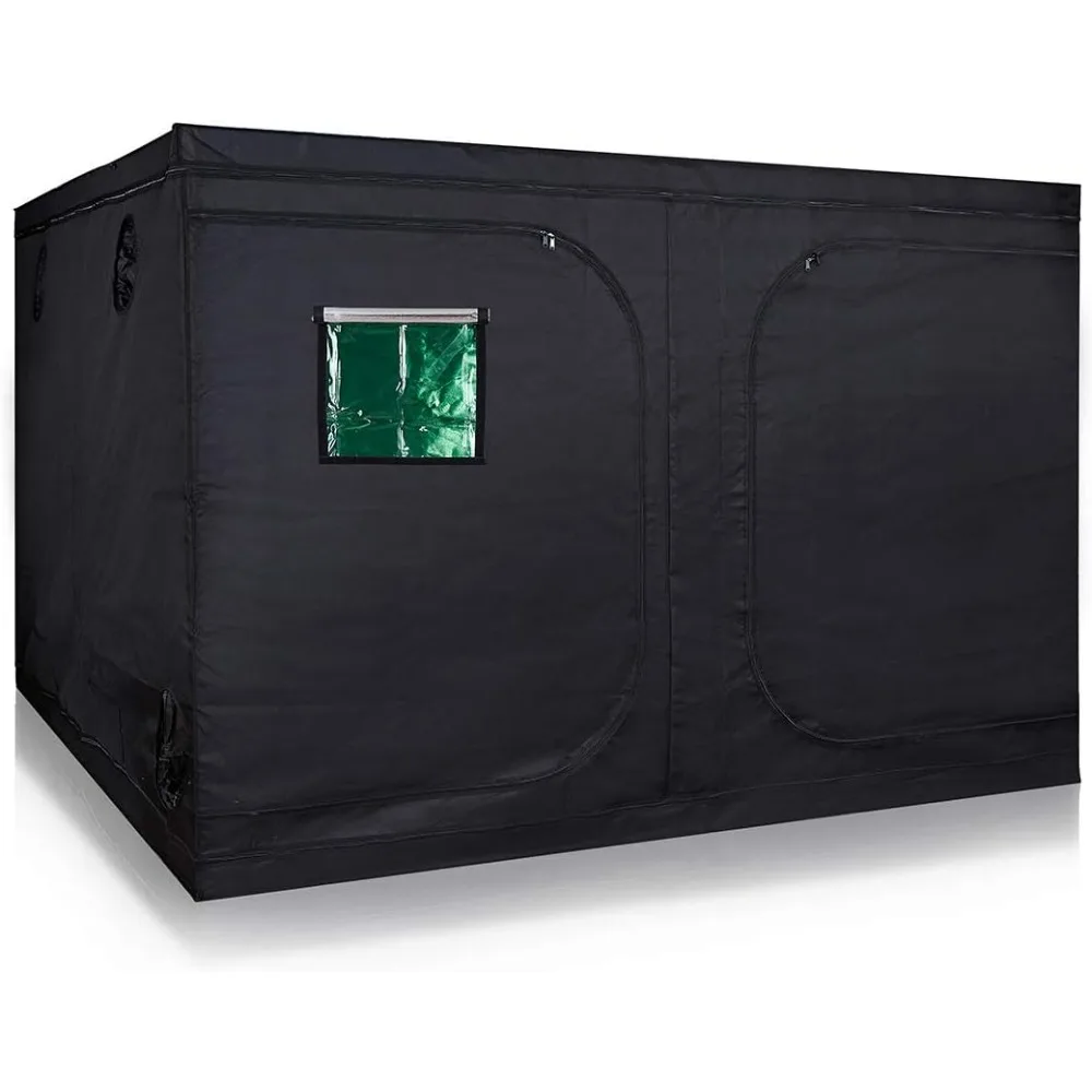 

120''x120''x78'' 600D Mylar Grow Tent w/Observation Window and Removable Floor Tray for Hydroponic Indoor Plant Seedling Growing