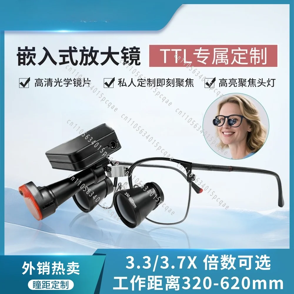 Customized Magnifying Glass Oral Wireless Magnetic Headlight ENT Teeth High Definition Right Angle Provide Pupil Distance Data