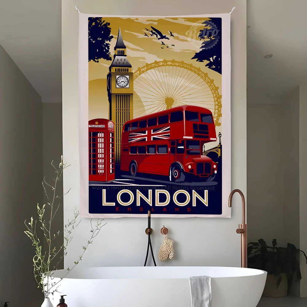 

UK Scenery Retro Art Tapestry Perfect For Home&Living Bedroom Decor Wall Art Backdrop Banner