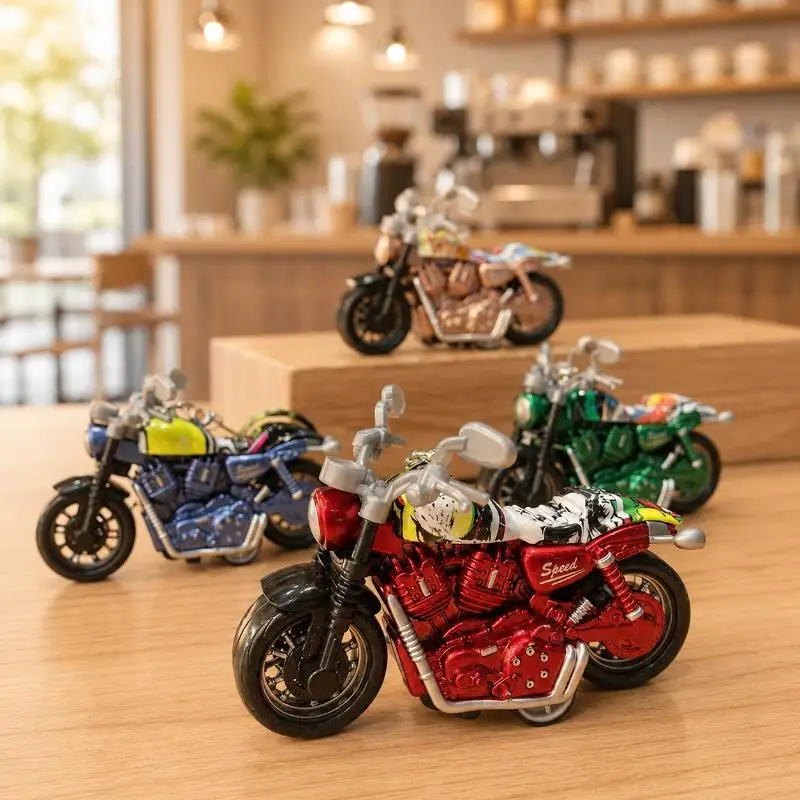 Mini Alloy Pull Back Motorcycle Toys Keychain For Kids Gifts Home Decoration Bag Hanging Collection