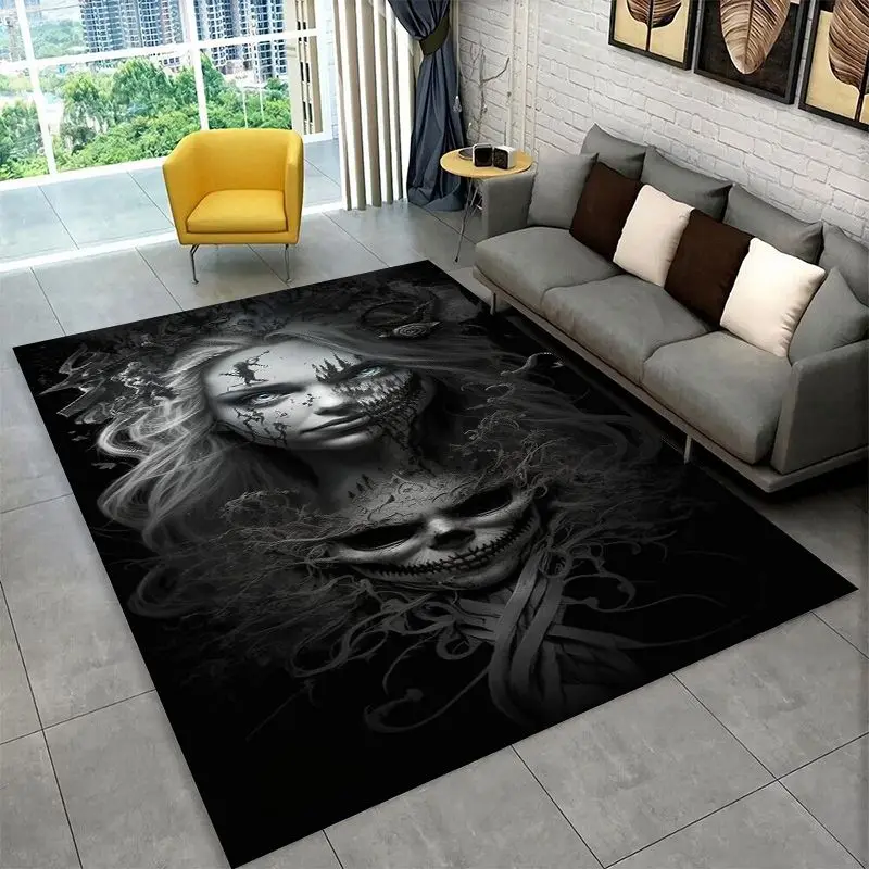 Gothic Skull Dead Girl Horror Female Large Area Rug Non-slip Carpet for Bedroom Living Room Sofa Doormat Home Decor Floor Mat - view 5