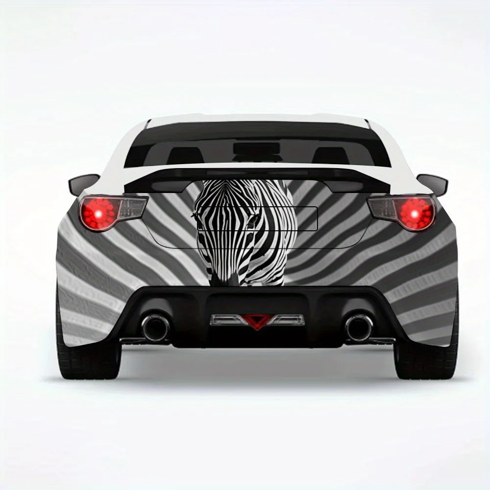 Optical Illusion Zebra Car StickerVinyl Decal for Car Rear, Waterproof Self-Adhesive Vinyl Stickers for Vehicle Tail & Bumper, D